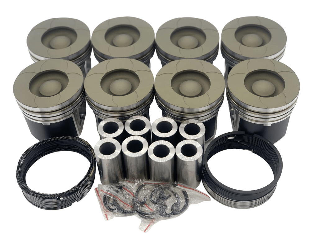 6.0L Powerstroke Diesel Mahle Piston Kit Fly Cut - Ceramic Coated
