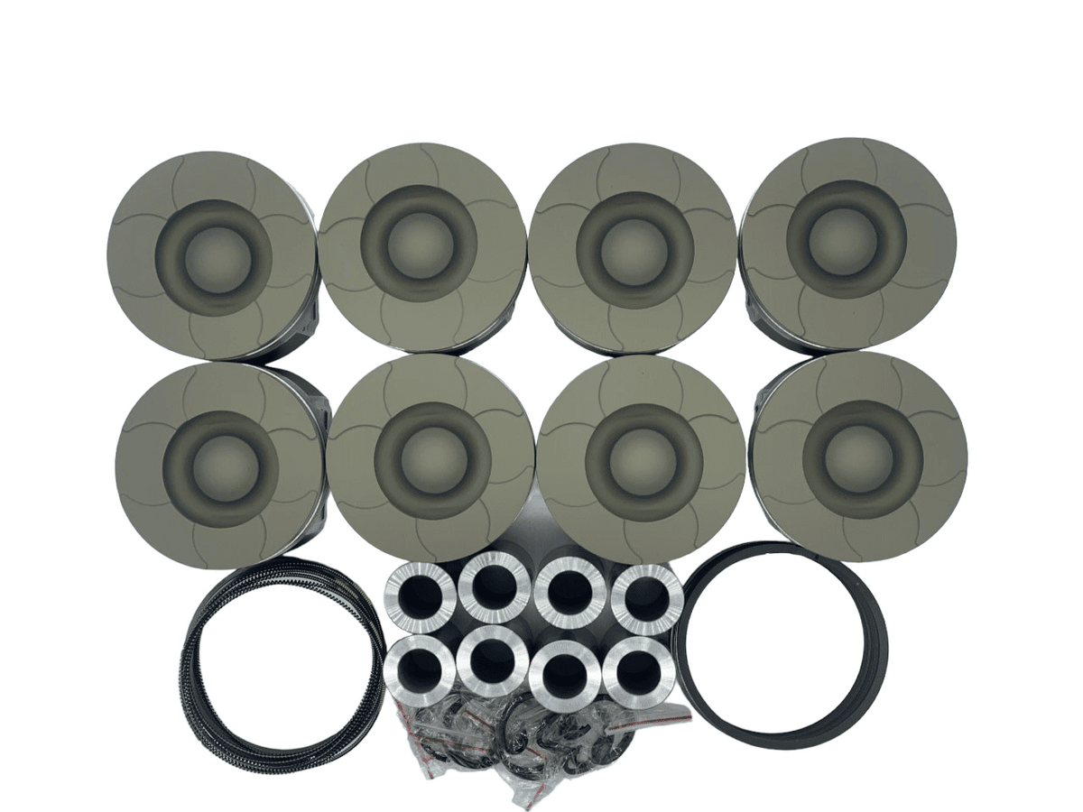 6.0L Powerstroke Diesel Mahle Piston Kit Fly Cut - Ceramic Coated